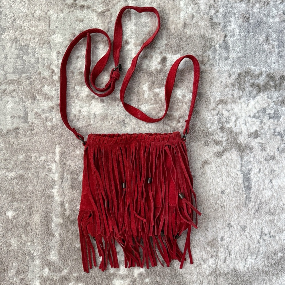 Zara Girl Suede Fringe Festival Crossbody Bag